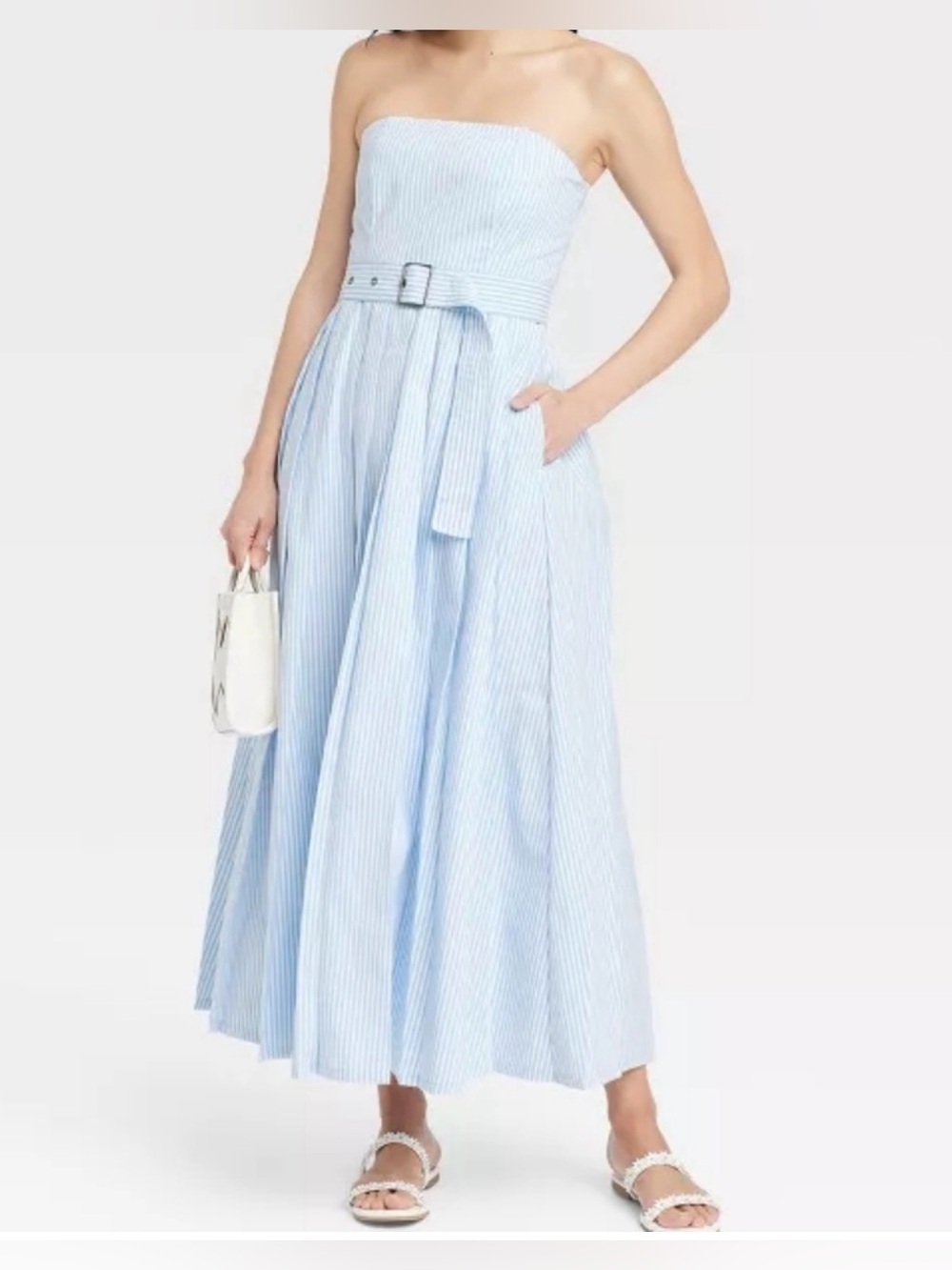 A new day Women's Belted Midi Bandeau Dress